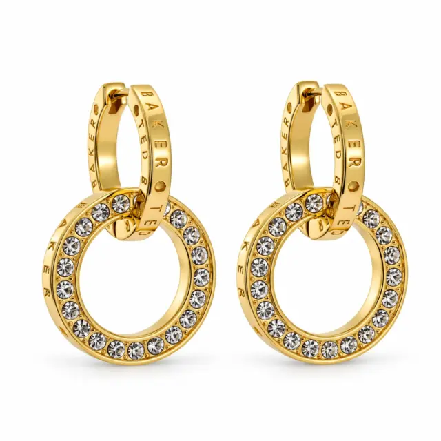 TED BAKER LINA Crystal Double Link Drop Hoop Earrings - TBJ3851-02-02