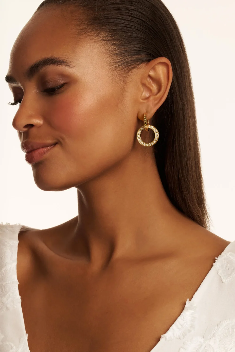 TED BAKER LINA Crystal Double Link Drop Hoop Earrings - TBJ3851-02-02