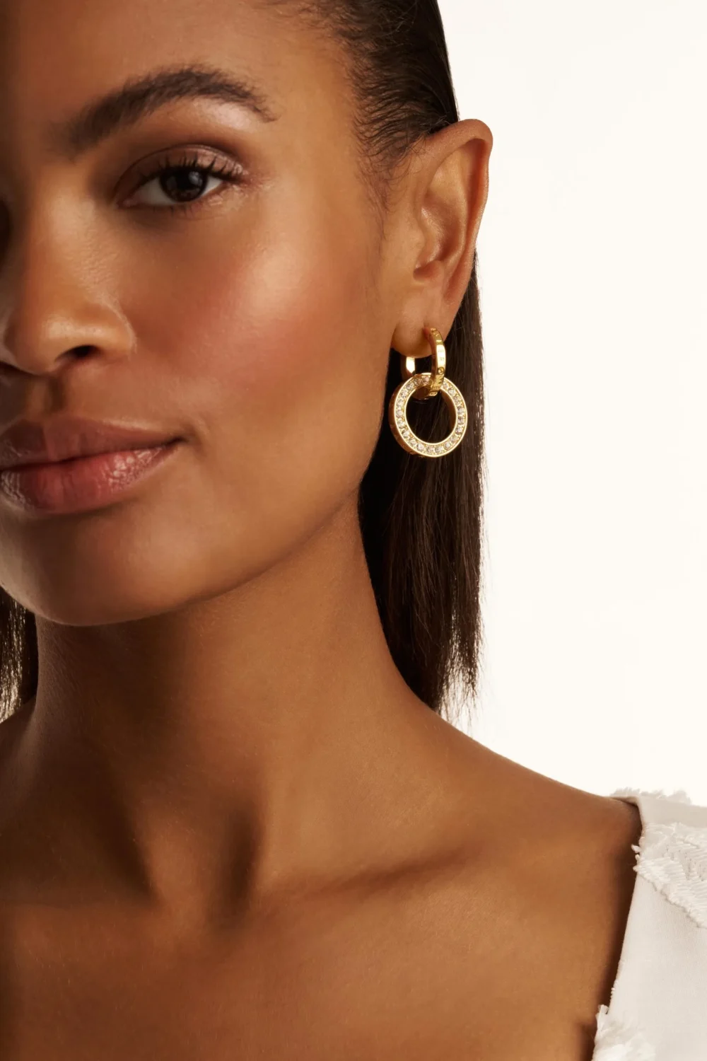 TED BAKER LINA Crystal Double Link Drop Hoop Earrings - TBJ3851-02-02