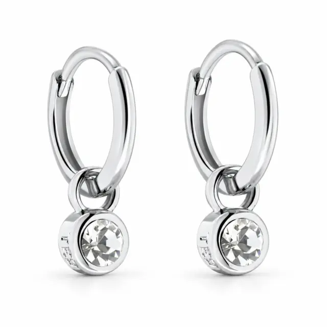 TED BAKER SINALAA Silver Tone Crystal Huggie Earrings - TBJ3028-01-02