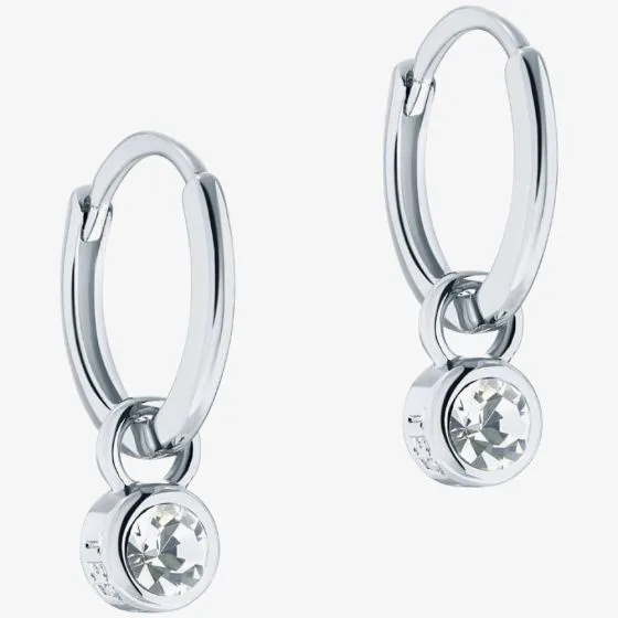 TED BAKER SINALAA Silver Tone Crystal Huggie Earrings - TBJ3028-01-02
