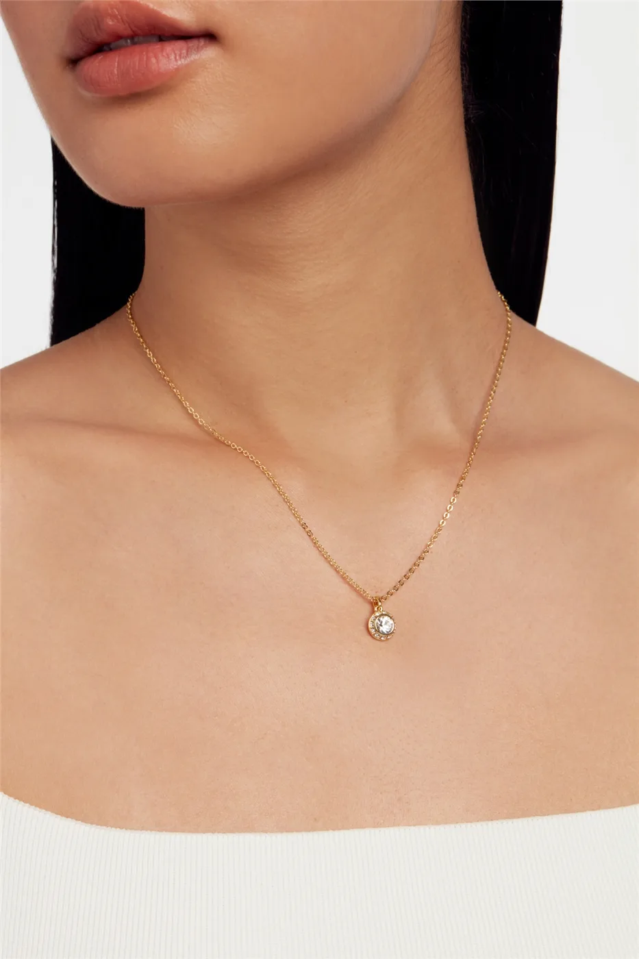 TED BAKER Solitaire Sparkle Crystal Pendant Necklace Gold Tone, Clear Crystal - TBJ3695-02-02