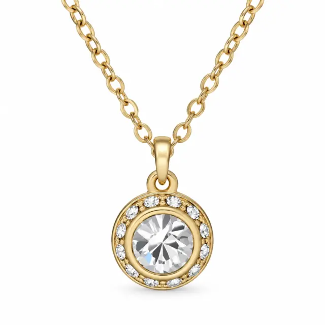 TED BAKER Solitaire Sparkle Crystal Pendant Necklace Gold Tone, Clear Crystal - TBJ3695-02-02