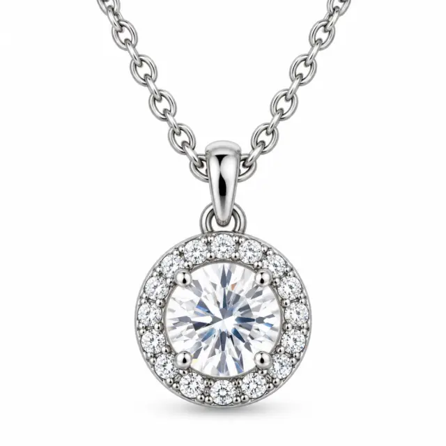 TED BAKER Soltell Silver Solitaire Sparkle Halo Necklace - TBJ3695-01-02
