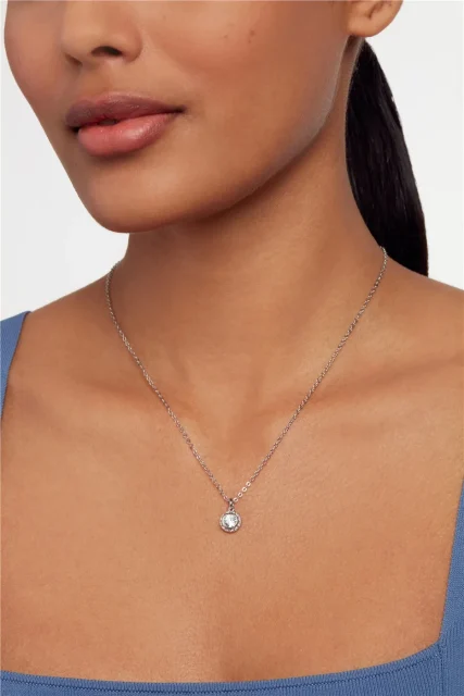 TED BAKER Soltell Silver Solitaire Sparkle Halo Necklace - TBJ3695-01-02