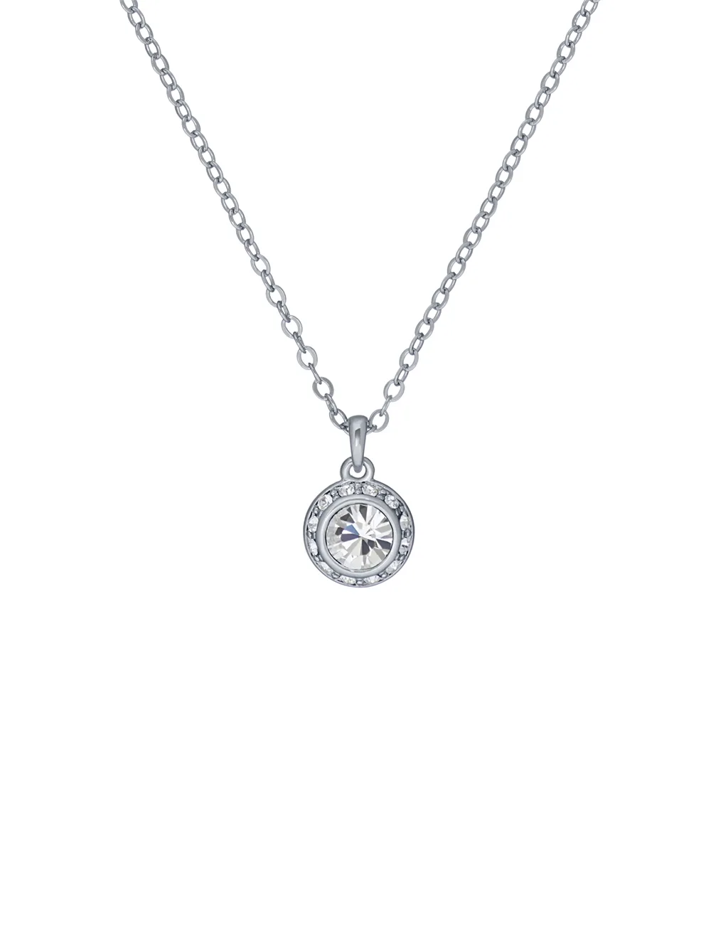 TED BAKER Soltell Silver Solitaire Sparkle Halo Necklace - TBJ3695-01-02