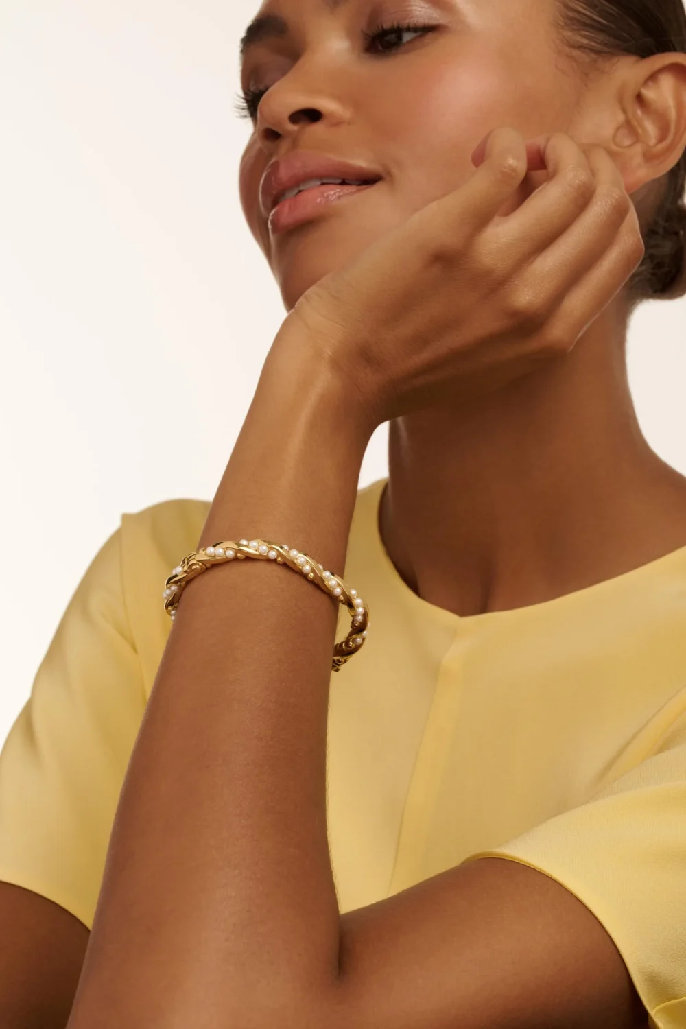 TED BAKER Ted Baker Gold Tilaa Twisted Pearl Cuff Bracelet - TBJ3954-02-28