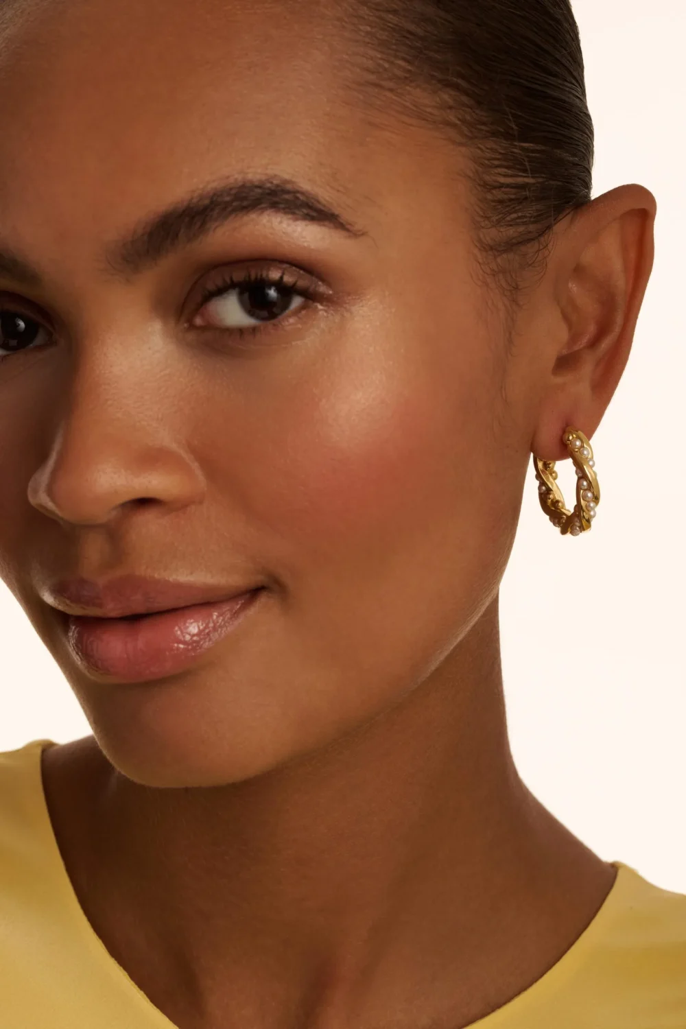 TED BAKER Twisted Pearl Gold Hoop Earrings - TBJ3953-02-28