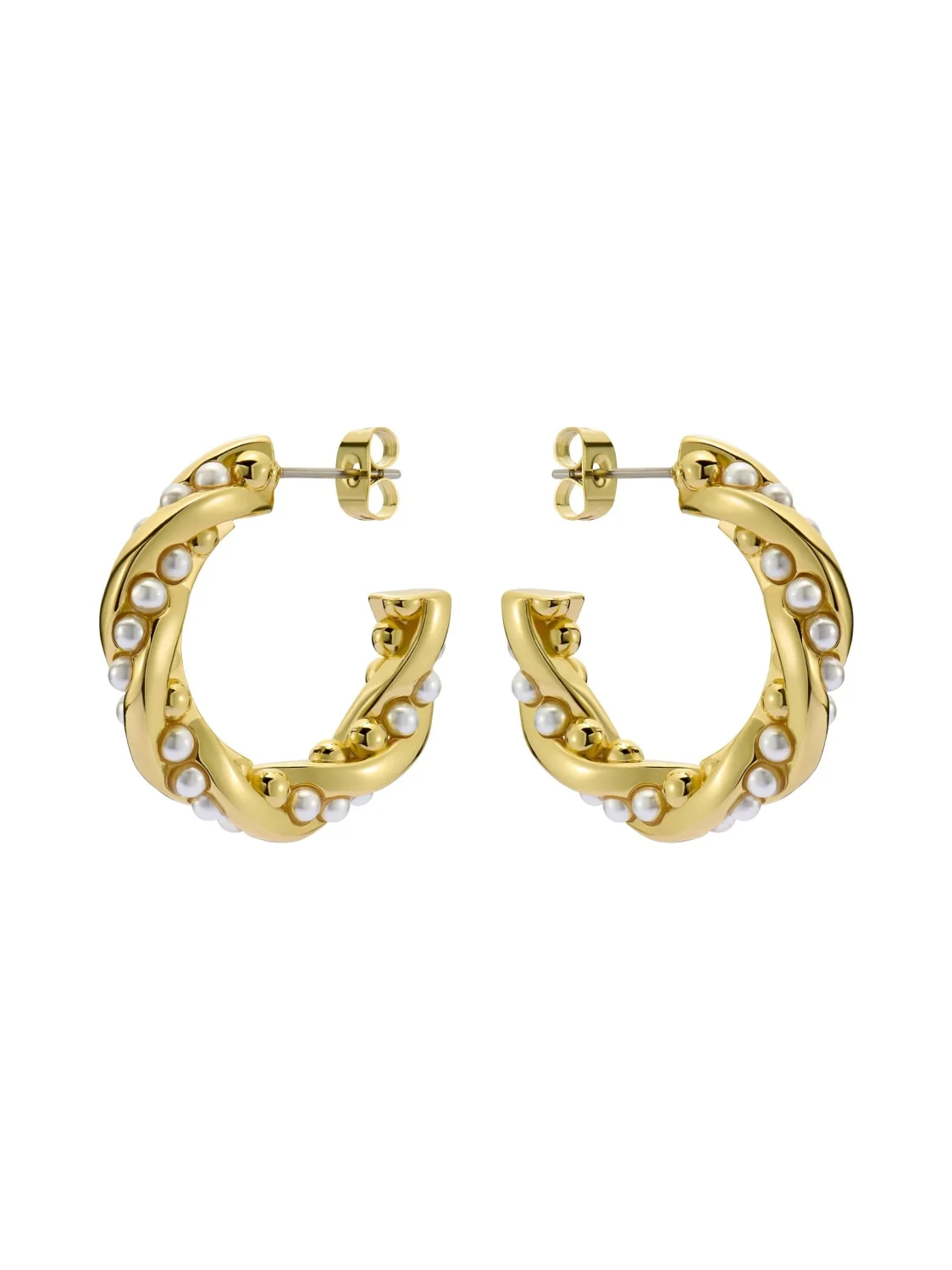 TED BAKER Twisted Pearl Gold Hoop Earrings - TBJ3953-02-28