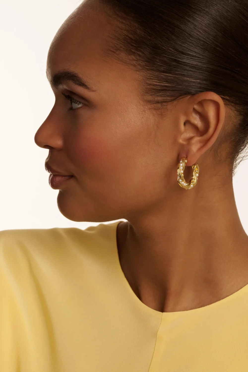 TED BAKER Twisted Pearl Gold Hoop Earrings - TBJ3953-02-28