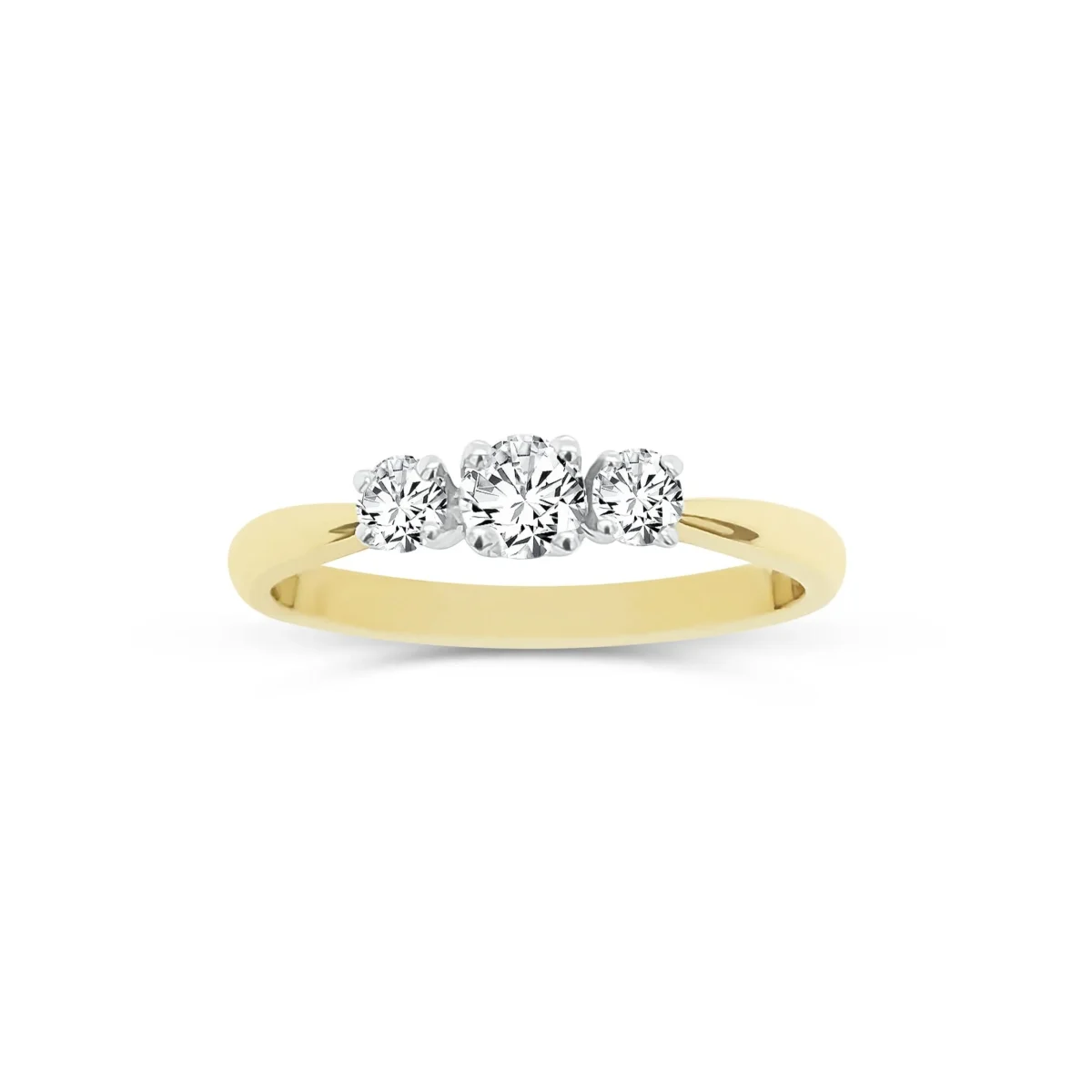 Three Stone Engagement Ring with 0.40 Carat Diamonds in 18ct Yellow Gold
