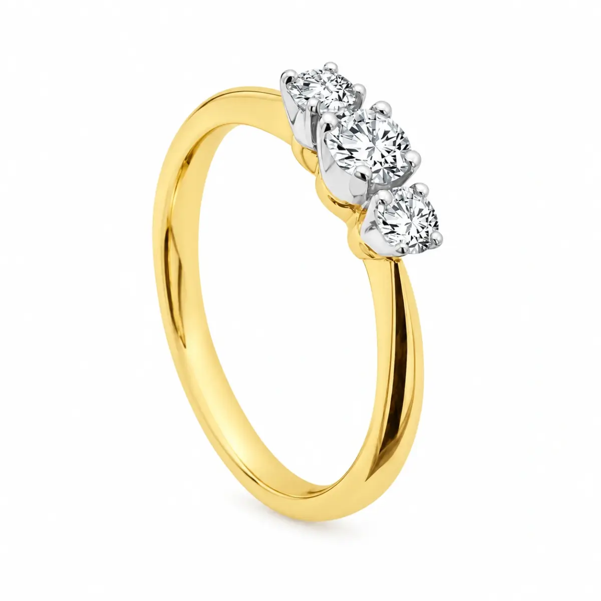 Three Stone Engagement Ring with 0.40 Carat Diamonds in 18ct Yellow Gold