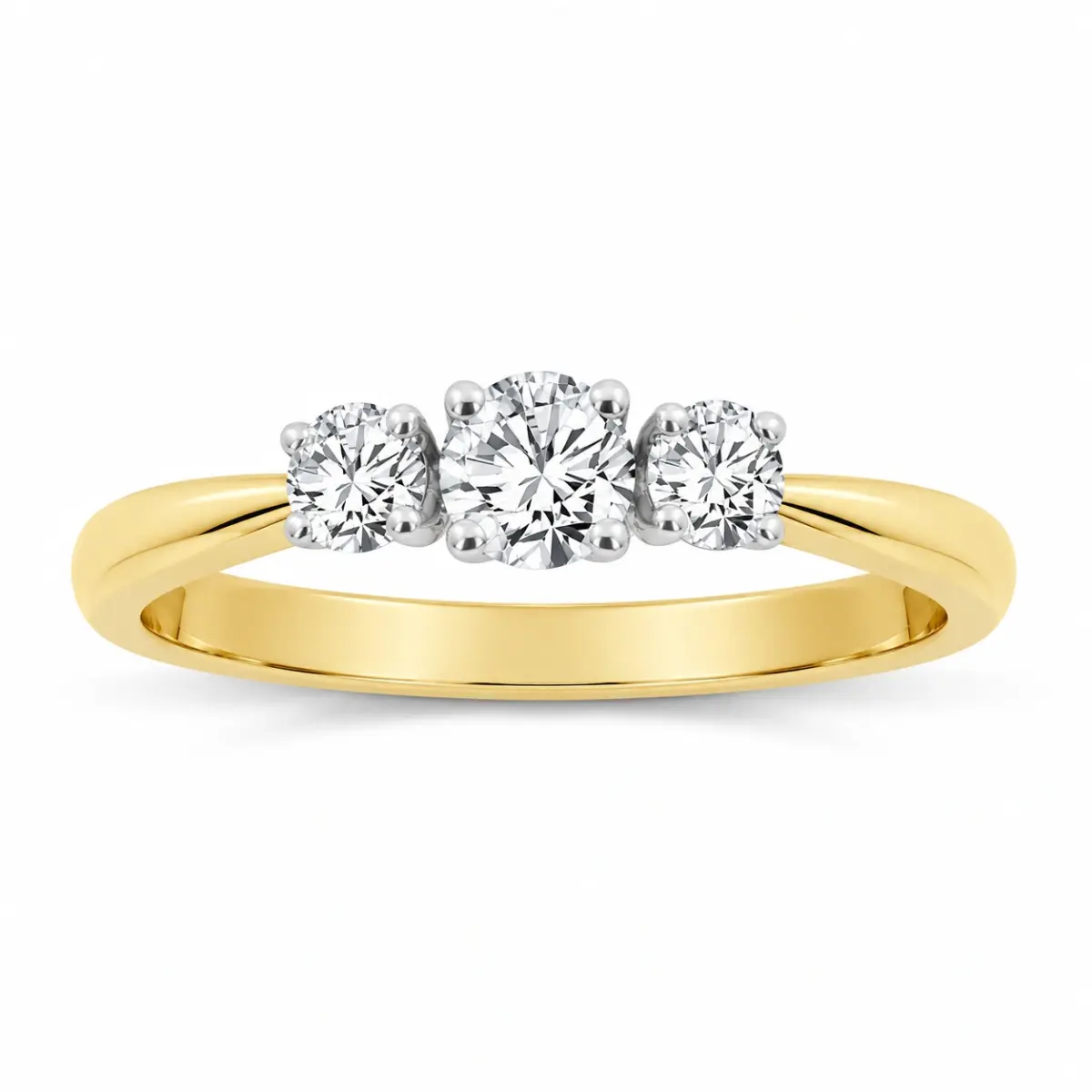 Three Stone Engagement Ring with 0.40 Carat Diamonds in 18ct Yellow Gold