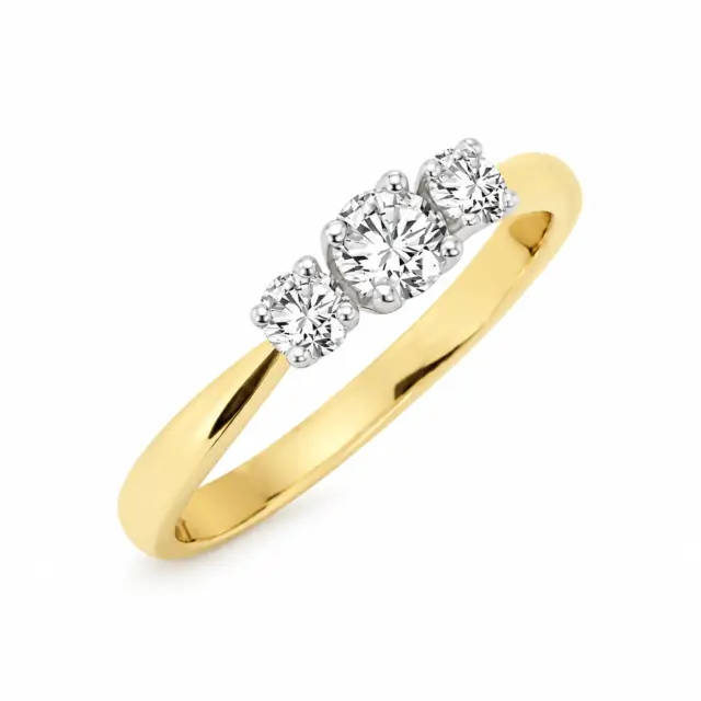 Three Stone Engagement Ring with 0.40 Carat Diamonds in 18ct Yellow Gold