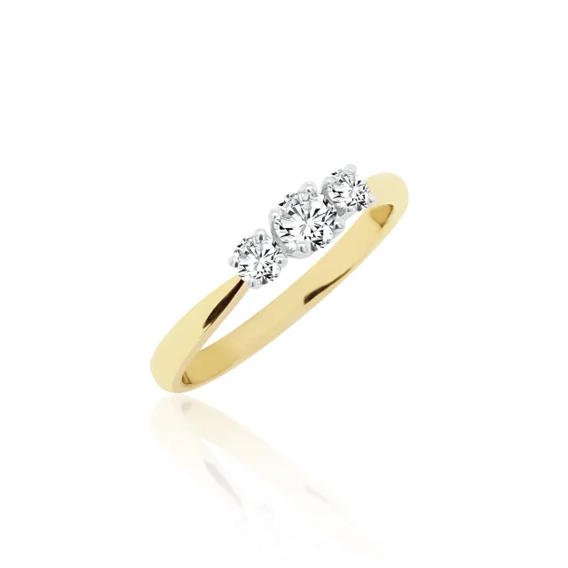 Three Stone Engagement Ring with 0.40 Carat Diamonds in 18ct Yellow Gold