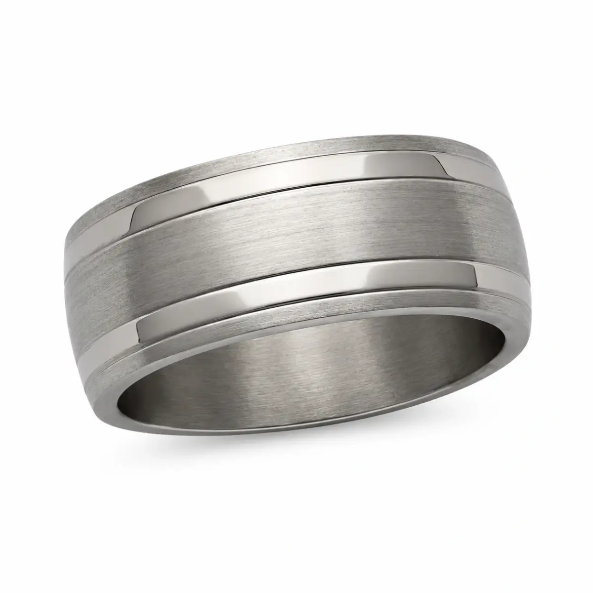 Titanium Brushed & Polished 9mm Wide Wedding Ring