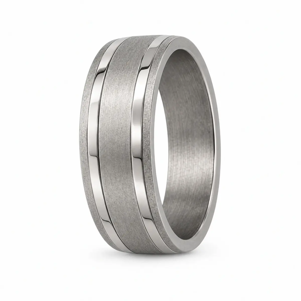 Titanium Brushed & Polished 9mm Wide Wedding Ring