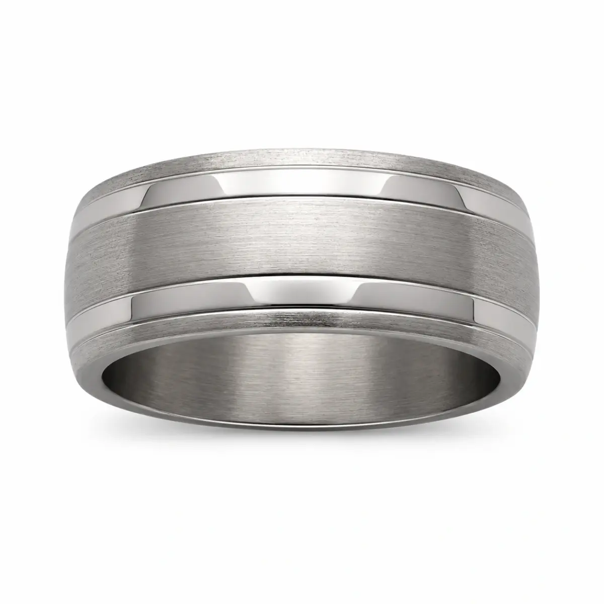 Titanium Brushed & Polished 9mm Wide Wedding Ring