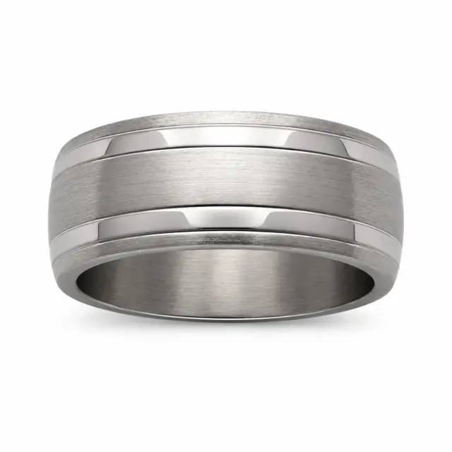 Titanium Brushed & Polished 9mm Wide Wedding Ring