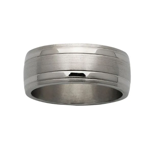 Titanium Brushed & Polished 9mm Wide Wedding Ring