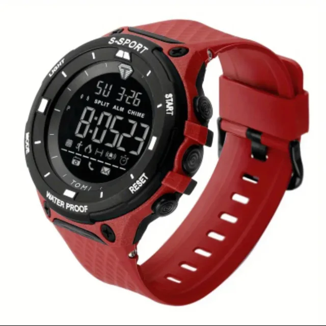 TOMI Sports Watch Large Dial Men's Water Resistant Trendy Quartz Watch - TOMI/RED