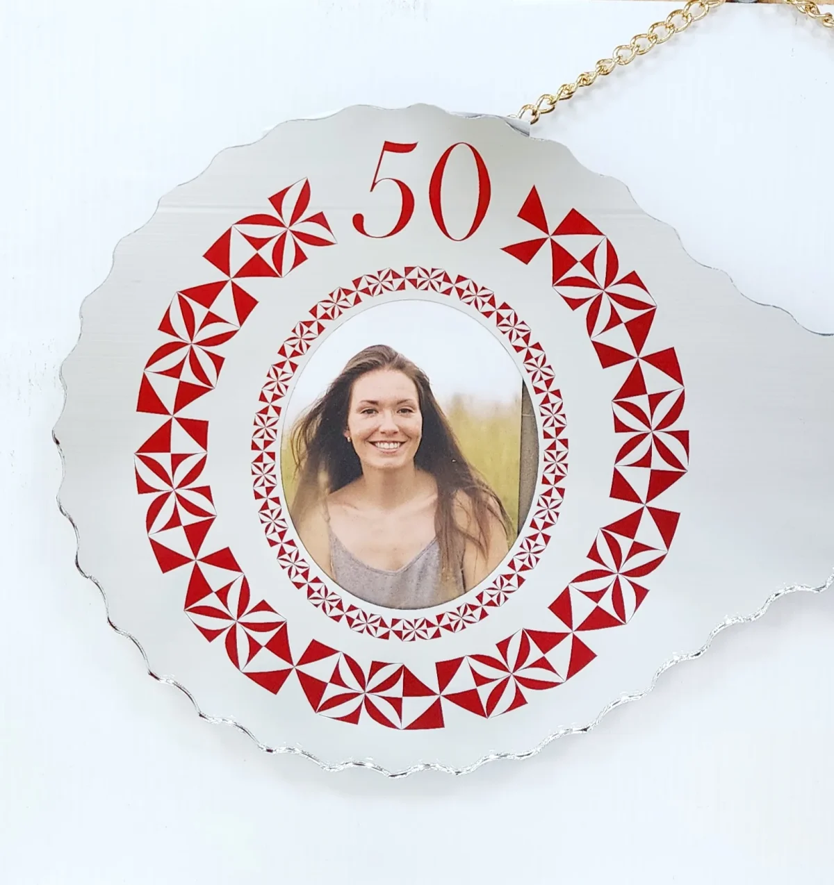 Tongan Design Mirrored / Glass Photo 50th Birthday Key - SJ2407