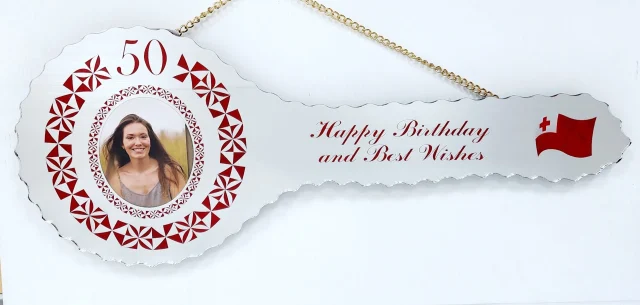 Tongan Design Mirrored / Glass Photo 50th Birthday Key - SJ2407
