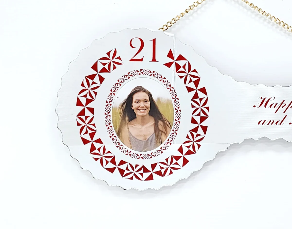 Tongan Tattoo Design with Tongan Flag Mirrored / Glass Photo 21st Birthday Key - SJ2406