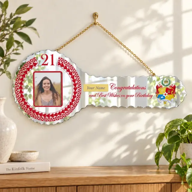 Tongan Tattoo Design with Tongan Sila Mirrored / Glass Photo 21st Birthday Key - SJ2414