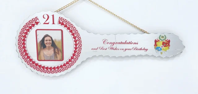Tongan Tattoo Design with Tongan Sila Mirrored / Glass Photo 21st Birthday Key - SJ2414
