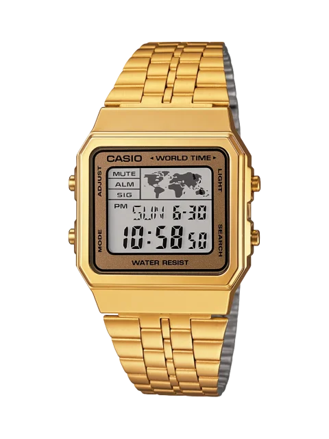 Vintage Gold-Tone Digital World-Time Watch – Casio A500WGA-9D