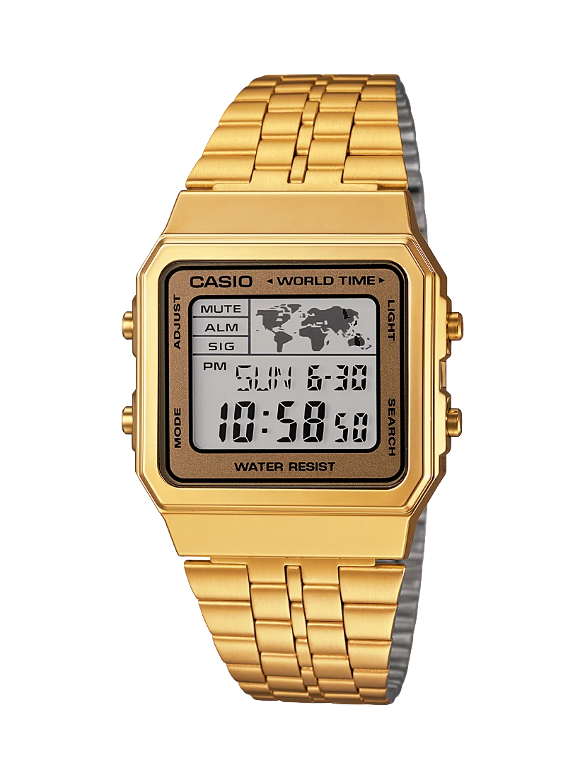 Vintage Gold-Tone Digital World-Time Watch – Casio A500WGA-9D