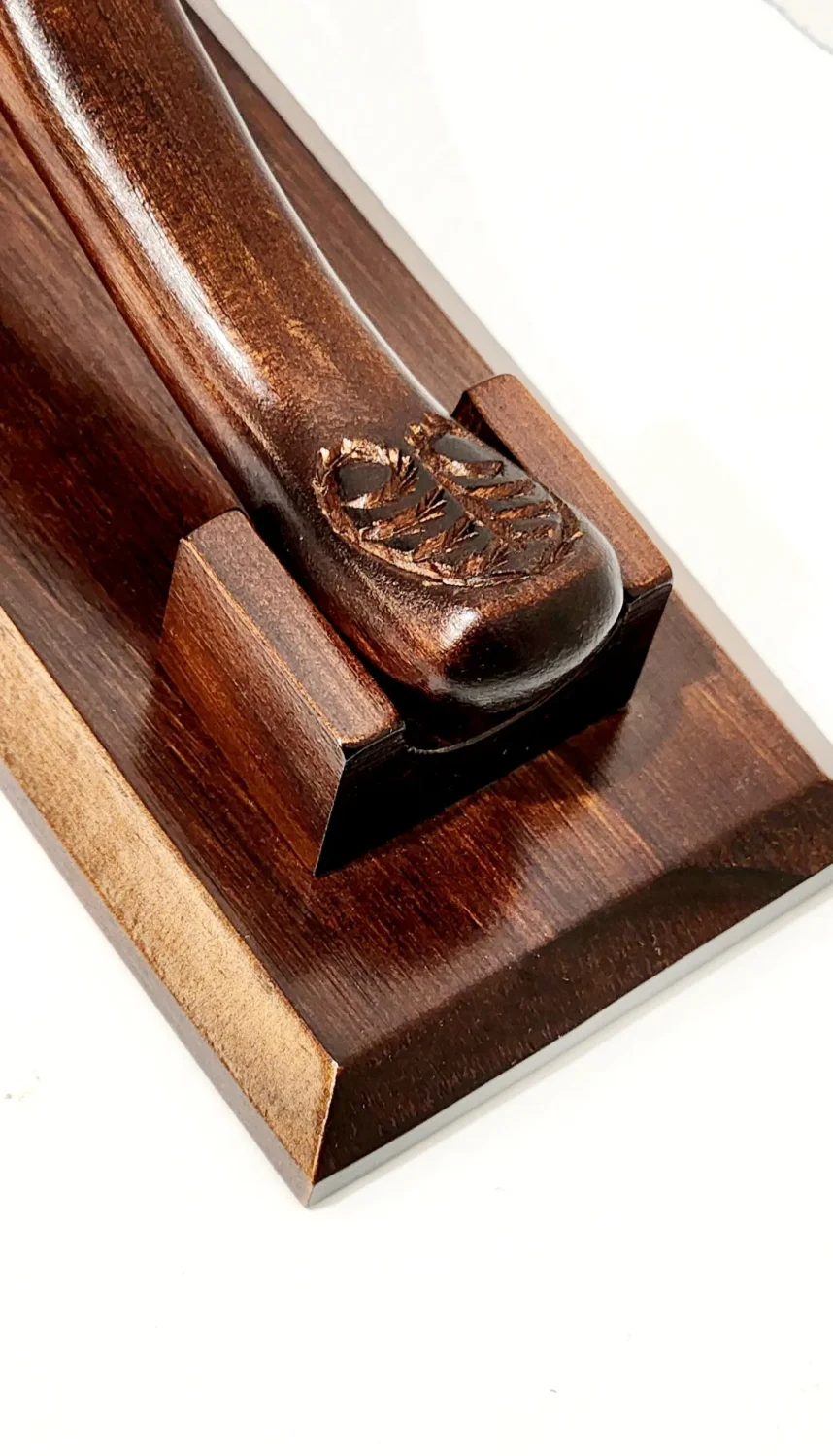 Wooden Carved & New Zealand Greenstone Toki on Stand