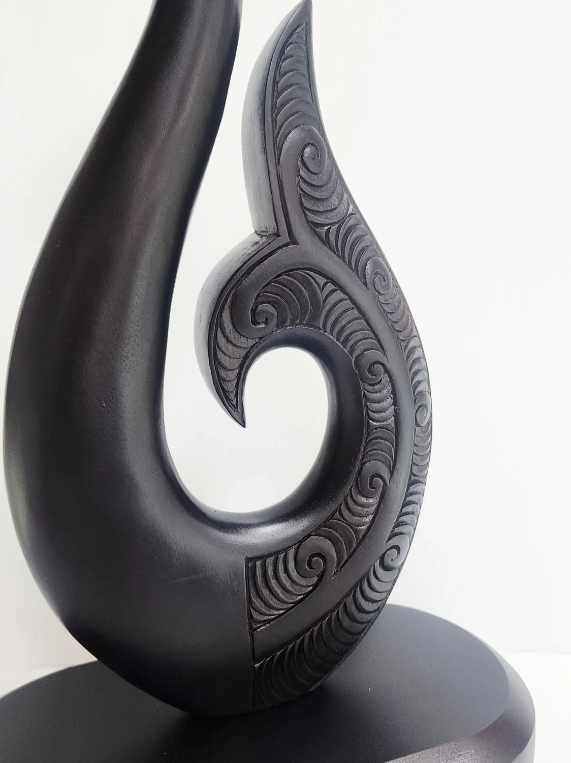 Wooden Carved Fish Hook On Base 310mm High - VW923
