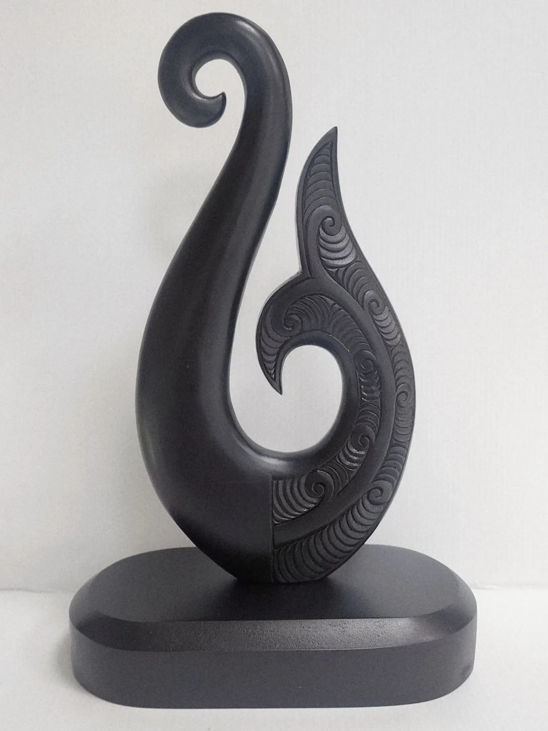 Wooden Carved Fish Hook On Base 310mm High - VW923