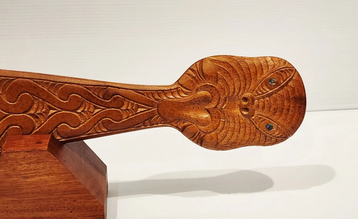 Wooden Hand Carved Paddle on Stand - WA018