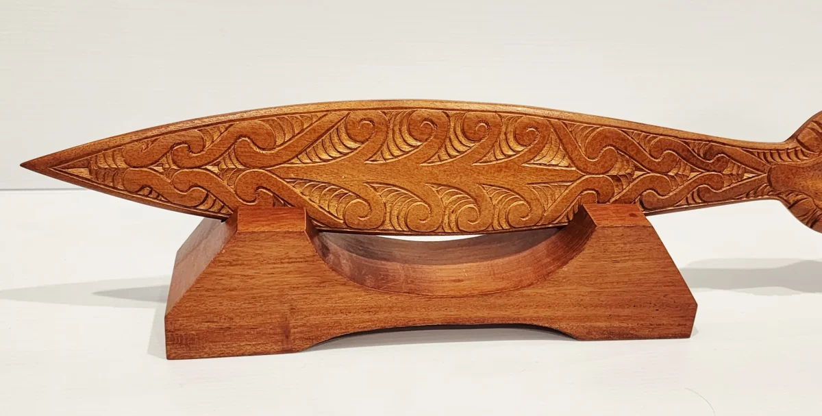 Wooden Hand Carved Paddle on Stand - WA018