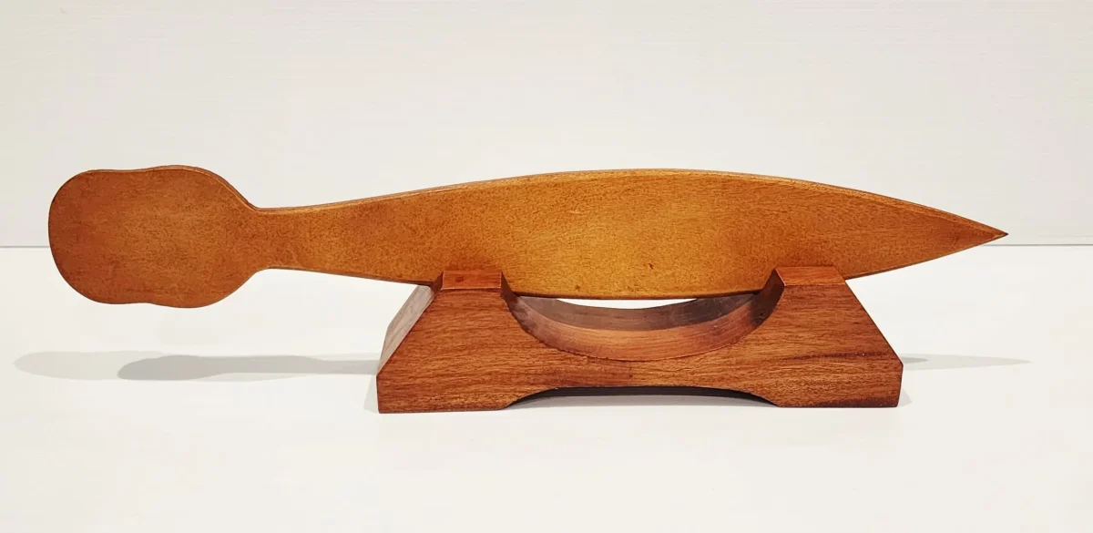 Wooden Hand Carved Paddle on Stand - WA018