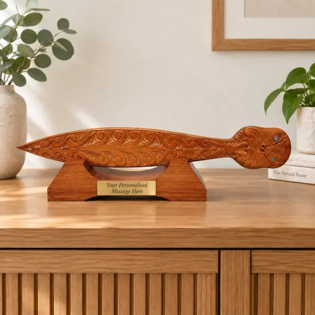Wooden Hand Carved Paddle on Stand - WA018
