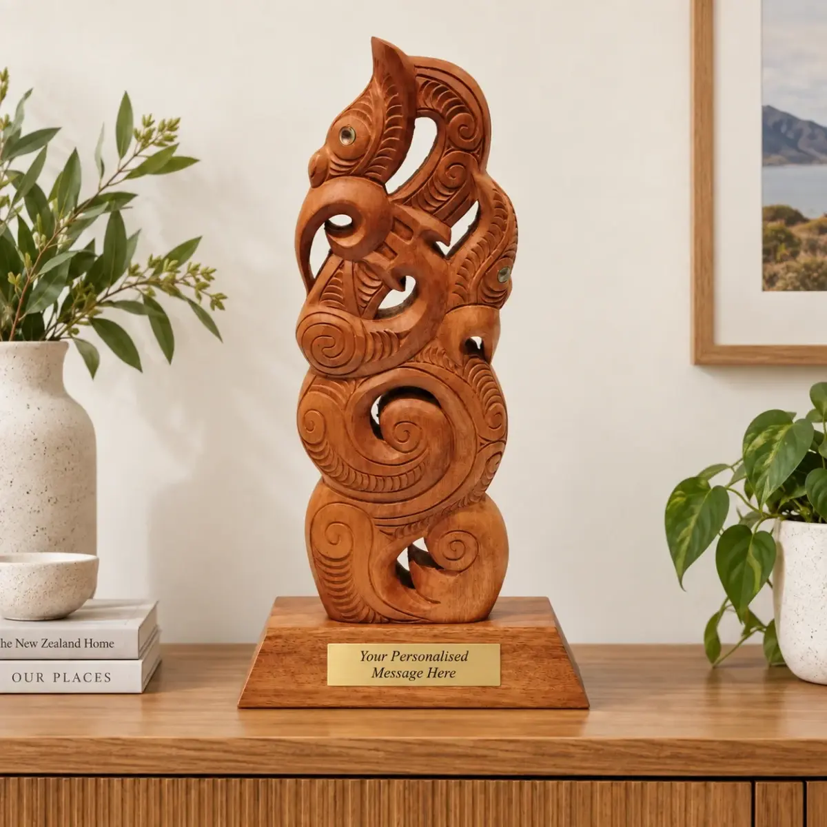 Wooden Hand Carved X-Large Manaia on Stand - WA042