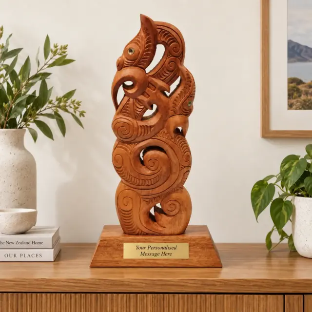 Wooden Hand Carved X-Large Manaia on Stand - WA042