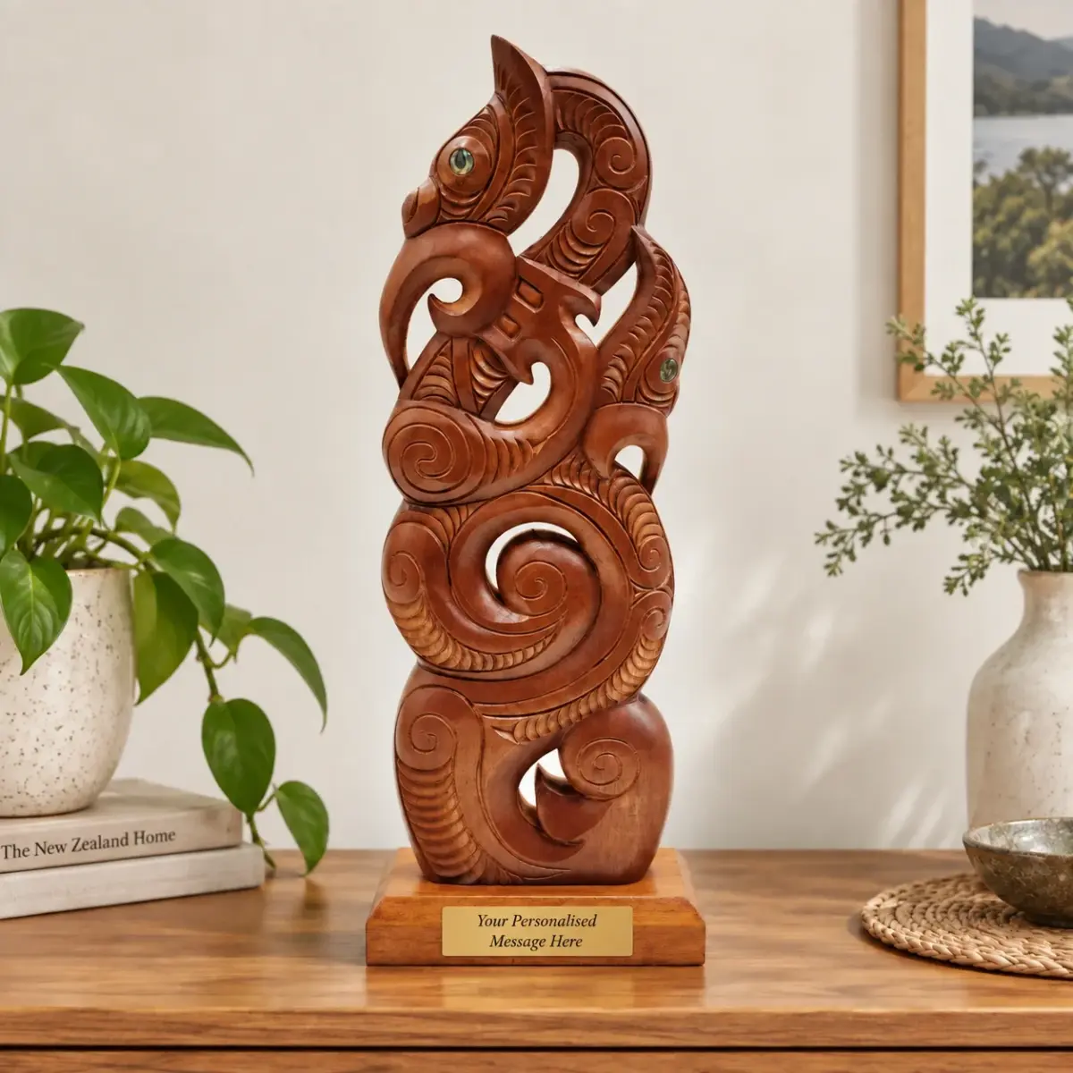 Wooden Hand Carved X-Large Manaia on Stand - WA042B