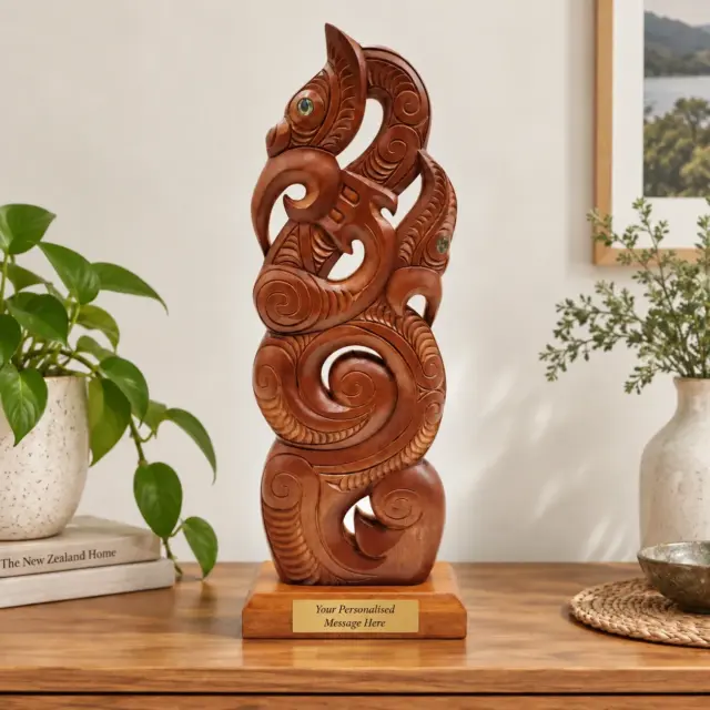 Wooden Hand Carved X-Large Manaia on Stand - WA042B