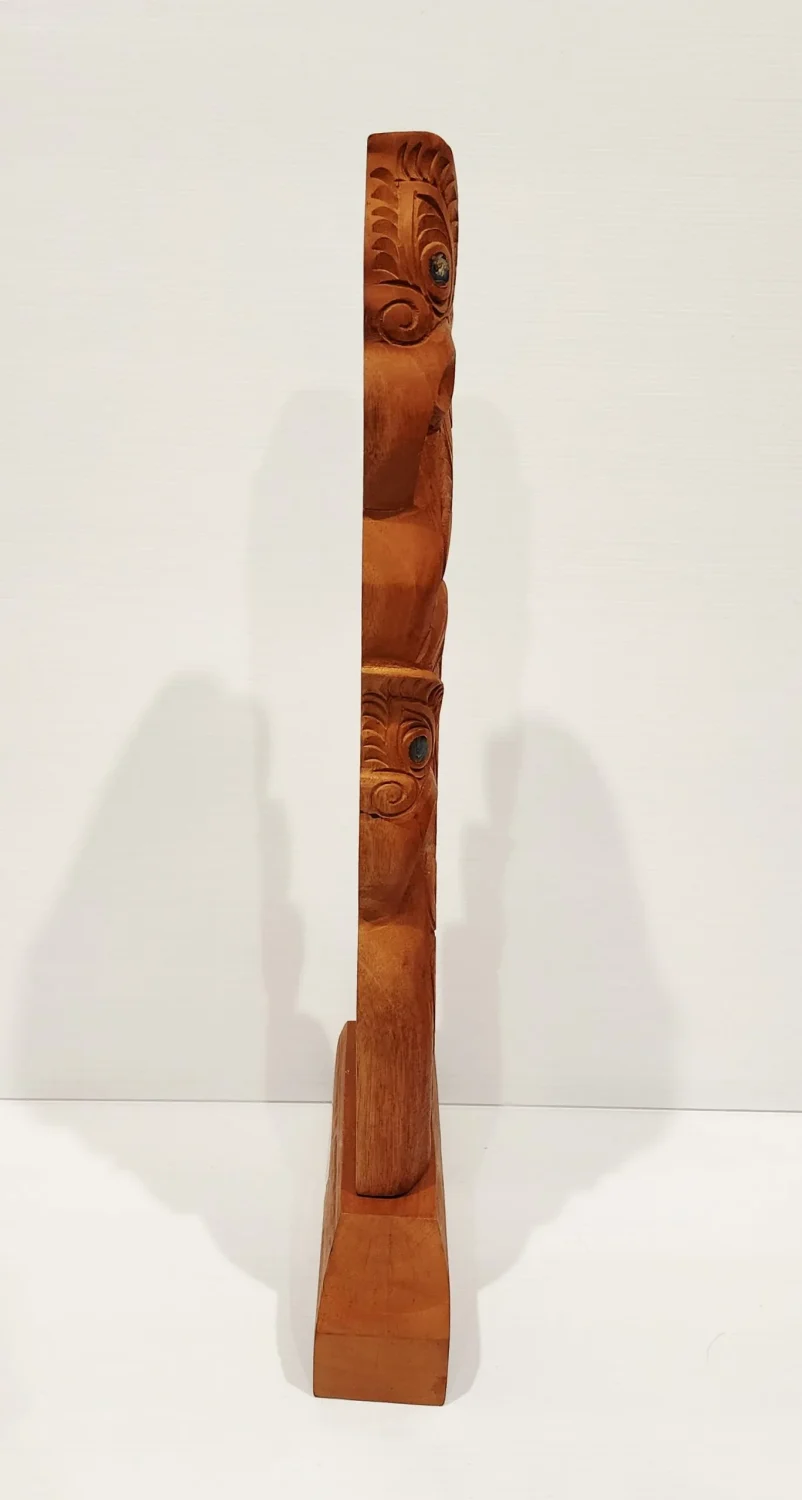 Wooden Hand Carved X-Large Manaia with Whale Tail on Stand - WA041