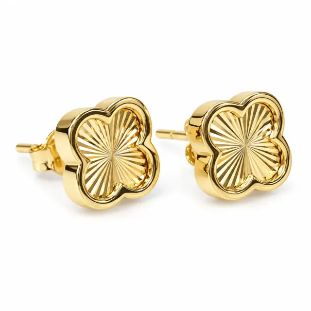 9ct Yellow Gold Rainbow Petal Stud Earrings - 1.55.9537