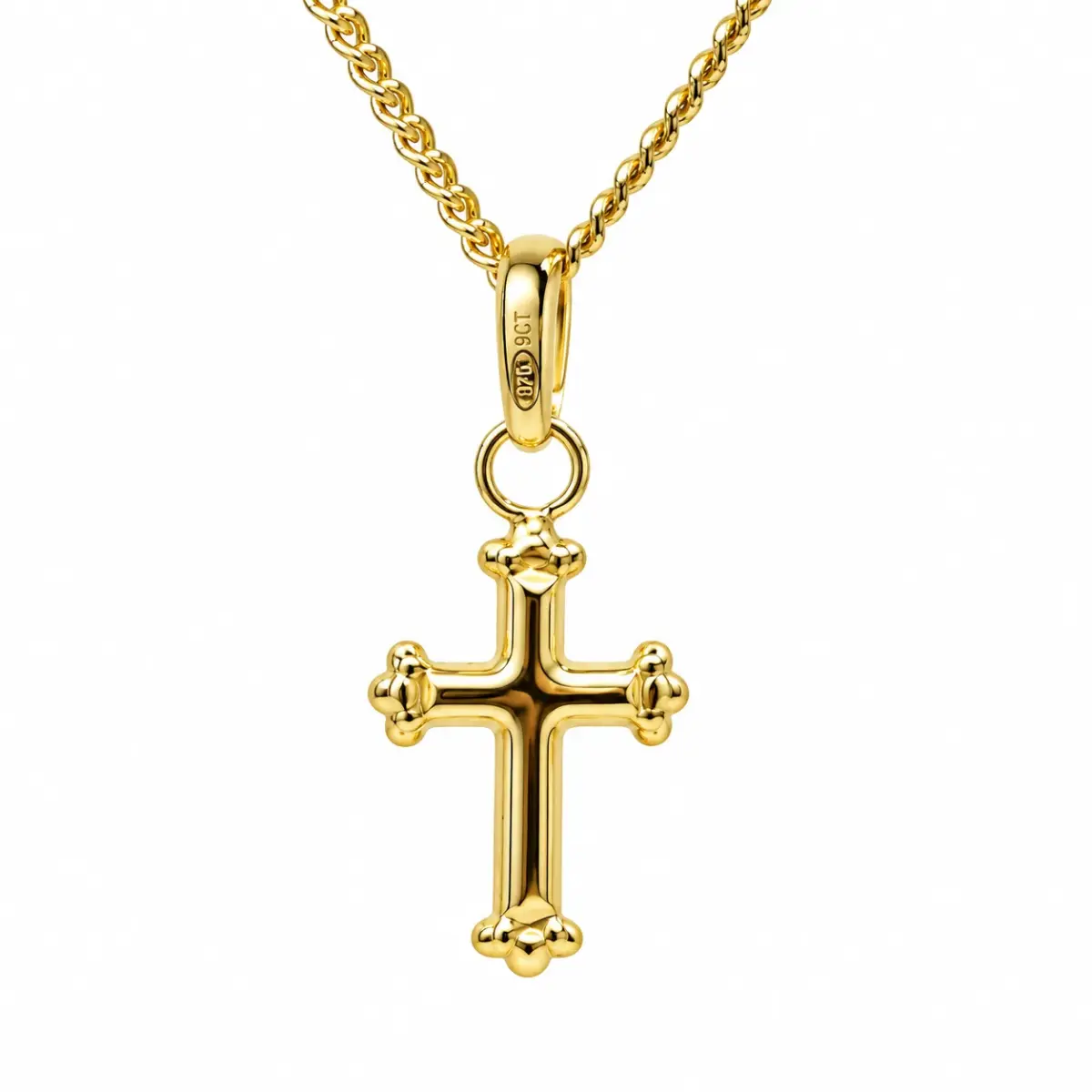 9ct Yellow Gold Italian Made Cross Pendant with Complimentary Display Chain - 1.64.1503