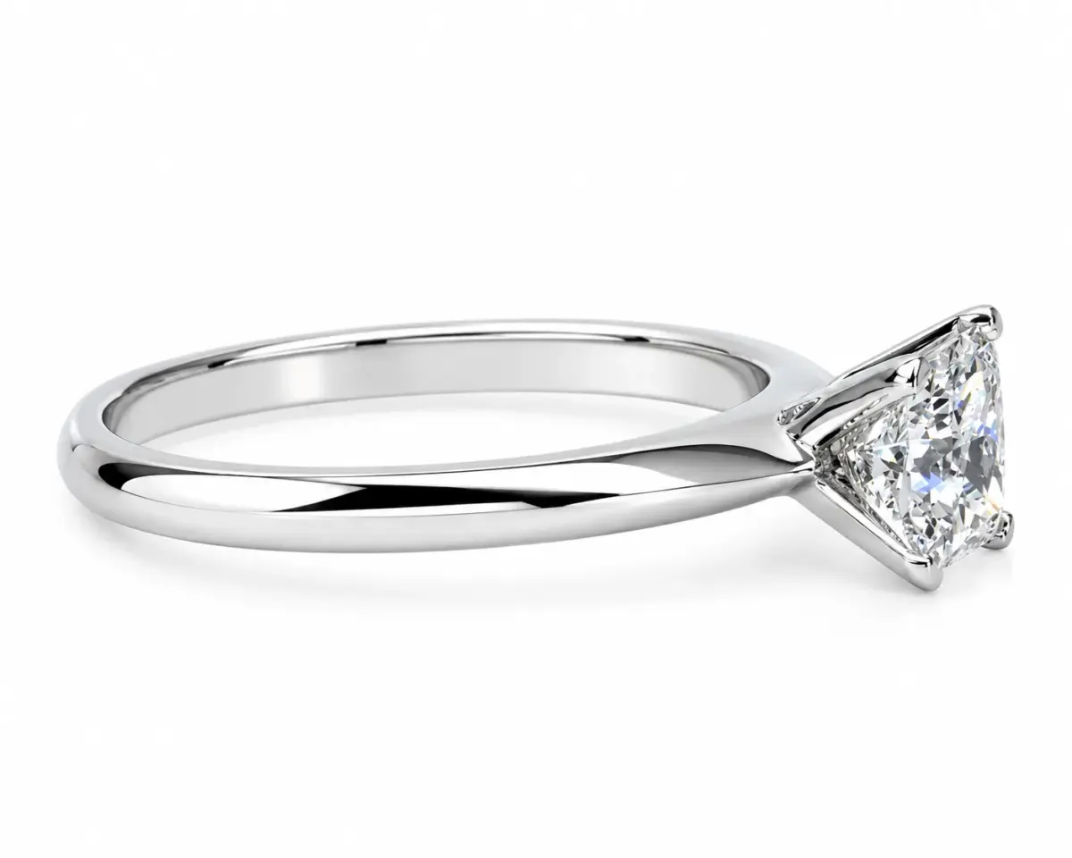 14ct White Gold 1.00ct Princess Cut Lab-Grown Diamond Solitaire Ring – F-G Colour, VS1-VS2 Clarity - EC4365