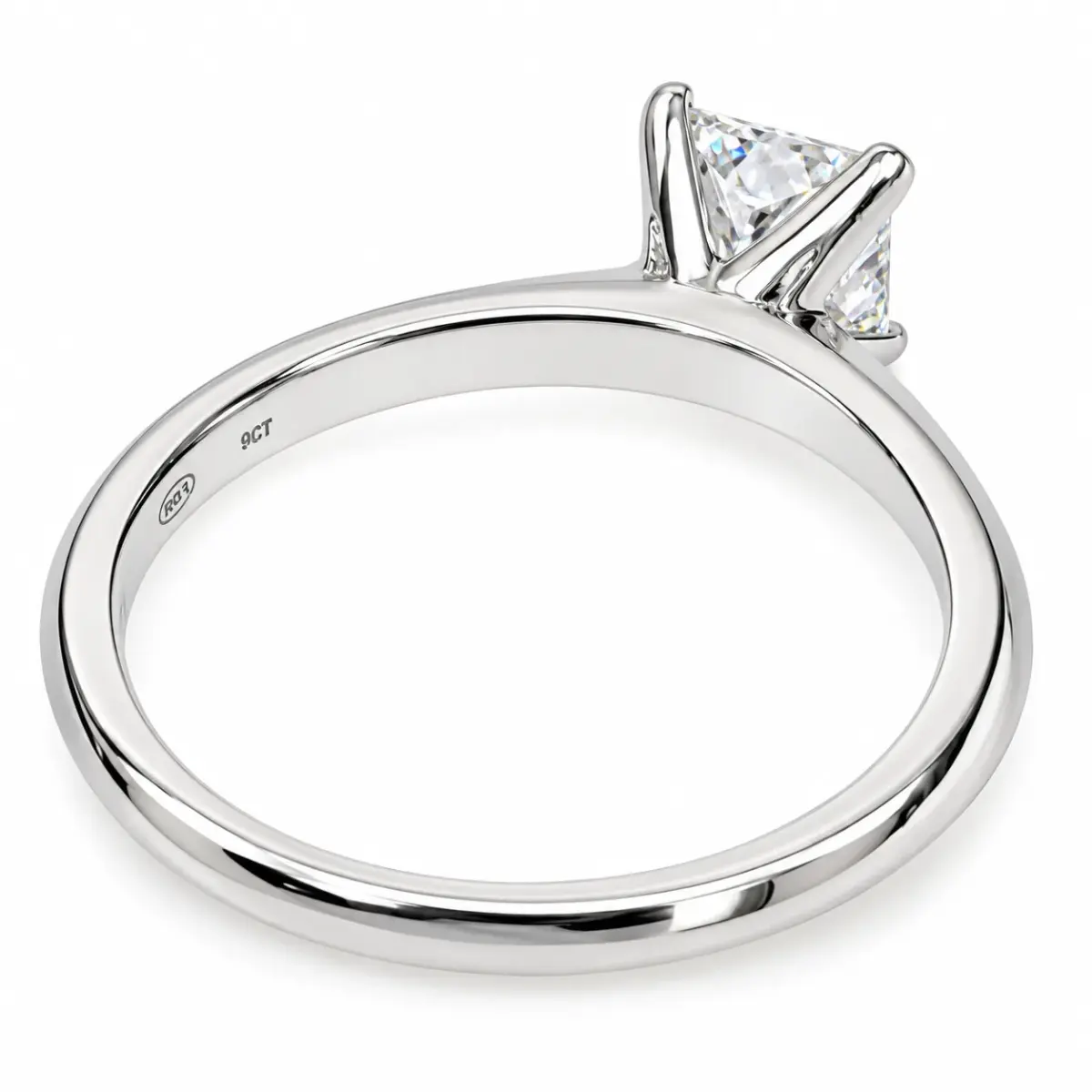 14ct White Gold 1.00ct Princess Cut Lab-Grown Diamond Solitaire Ring – F-G Colour, VS1-VS2 Clarity - EC4365