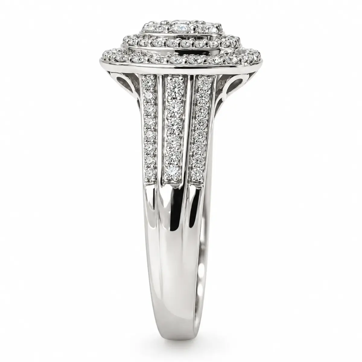 18ct White Gold 1.00ct Natural Diamond Multi-Halo Cluster Ring - IGR35796