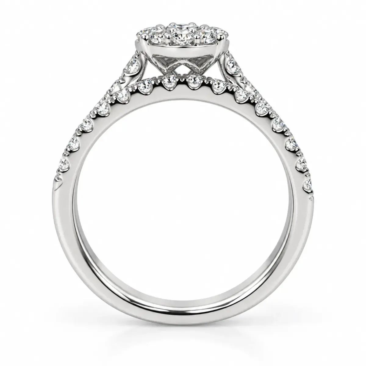 18ct White Gold 1.00ct TDW Natural Diamond Cluster 2-Piece Bridal Set - R41483